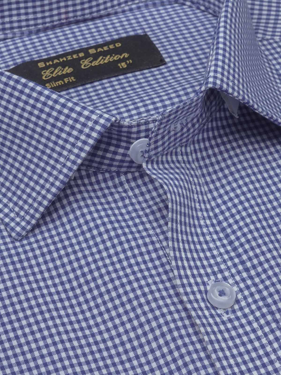 Blue Micro Checkered, Elite Edition, Cutaway Collar Men’s Formal Shirt  (FS-1606)