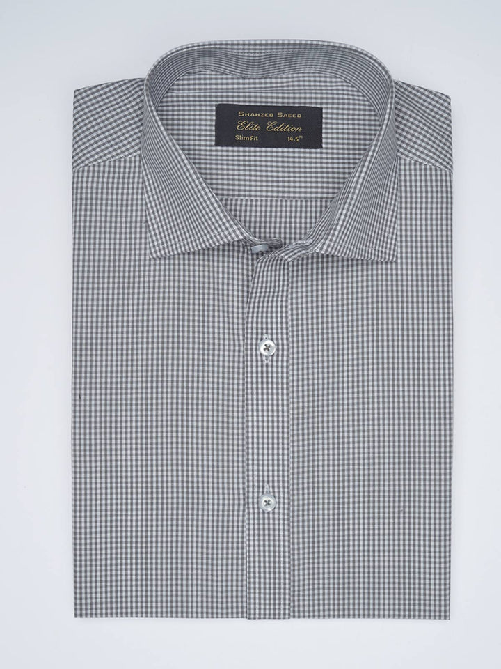 Grey Micro Checkered, Elite Edition, Cutaway Collar Men’s Formal Shirt  (FS-1607)