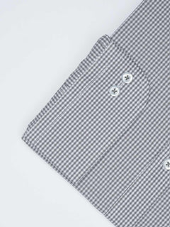 Grey Micro Checkered, Elite Edition, Cutaway Collar Men’s Formal Shirt  (FS-1607)