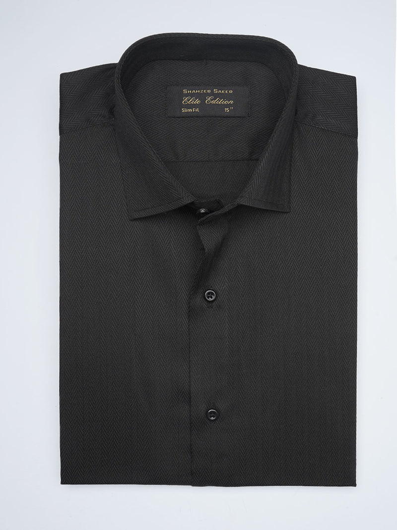 Black Self, Cutaway Collar, Elite Edition, Men’s Formal Shirt  (FS-1639)