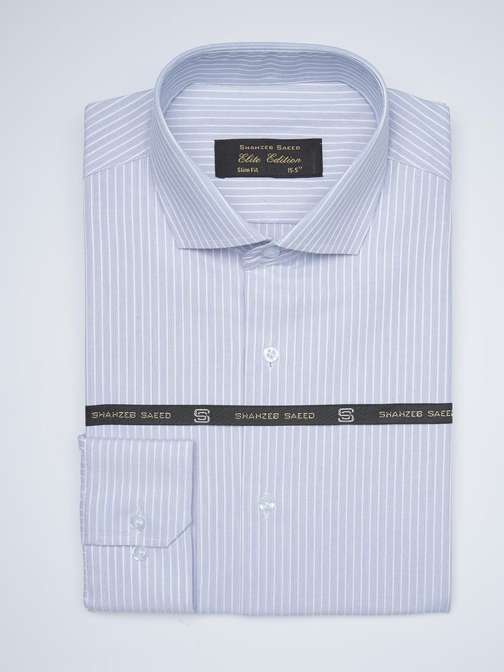 Blue & White Striped, Elite Edition, Cutaway Collar Men’s Formal Shirt (FS-1663)