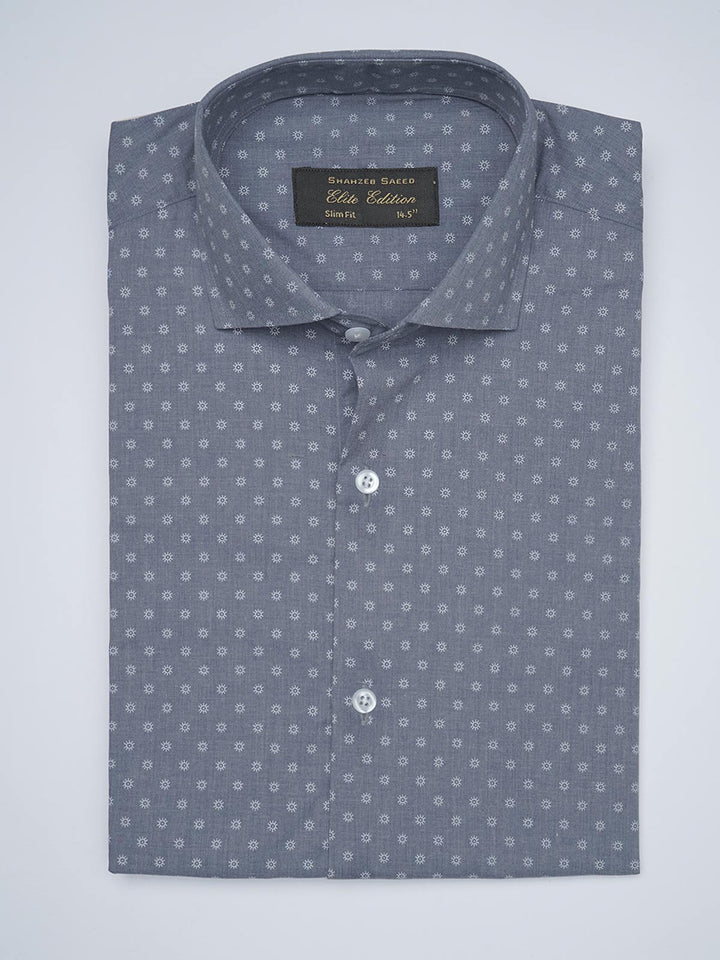 Mid Blue Printed, Cutaway Collar, Elite Edition, Men’s Formal Shirt  (FS-1681)