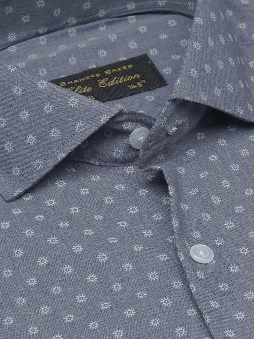 Mid Blue Printed, Cutaway Collar, Elite Edition, Men’s Formal Shirt  (FS-1681)