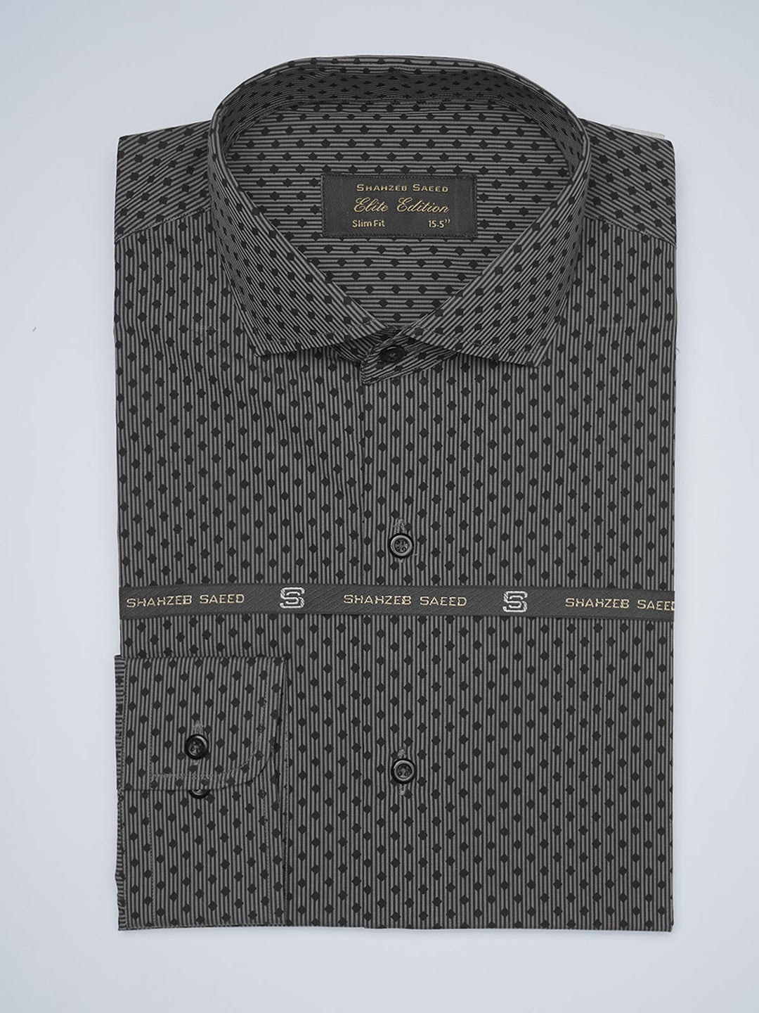 Black Printed, Cutaway Collar, Elite Edition, Men’s Formal Shirt  (FS-1683)