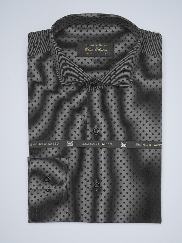 Black Printed, Cutaway Collar, Elite Edition, Men’s Formal Shirt  (FS-1683)