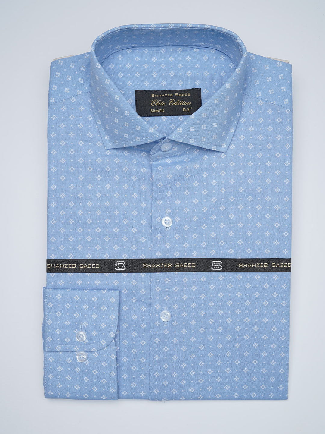 Light Blue Printed, Cutaway Collar, Elite Edition, Men’s Formal Shirt  (FS-1685)