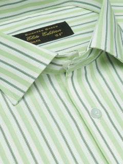 Green & White Striped, Elite Edition, French Collar Men’s Formal Shirt (FS-1686)