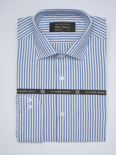 Blue & White Striped, Elite Edition, French Collar Men’s Formal Shirt (FS-1687)