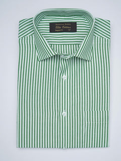 Dark Green & White Striped, Elite Edition, French Collar Men’s Formal Shirt (FS-1688)