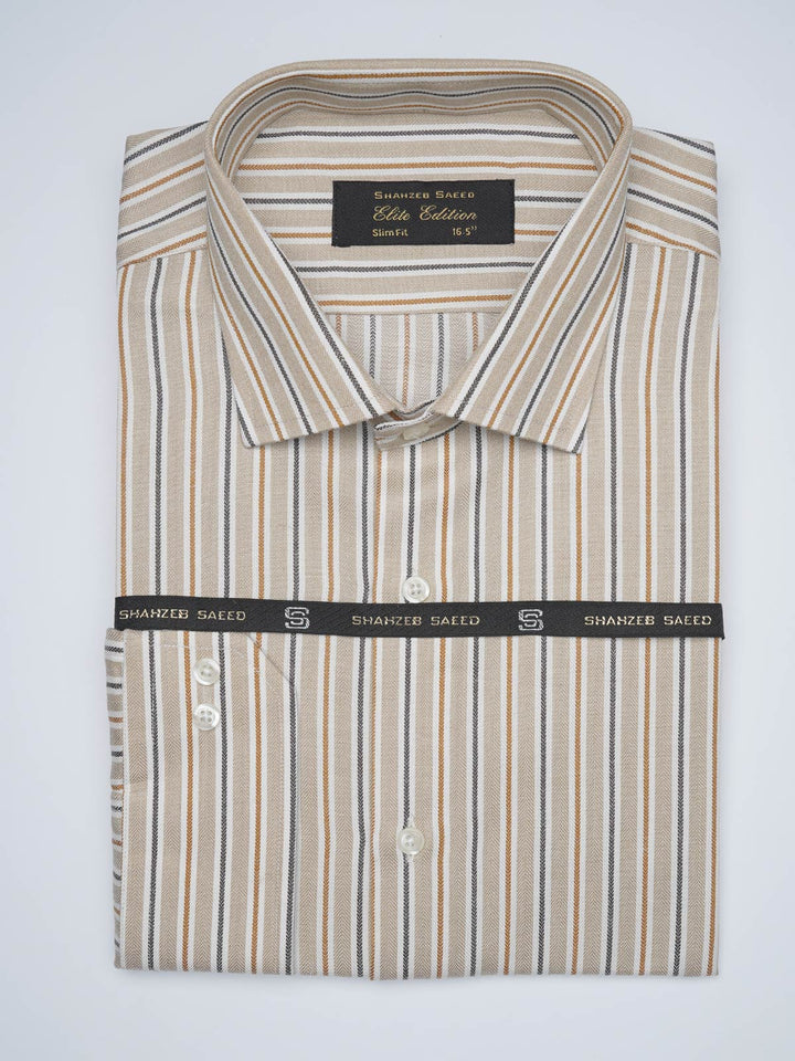 Brown Striped, Elite Edition, French Collar Men’s Formal Shirt (FS-1689)