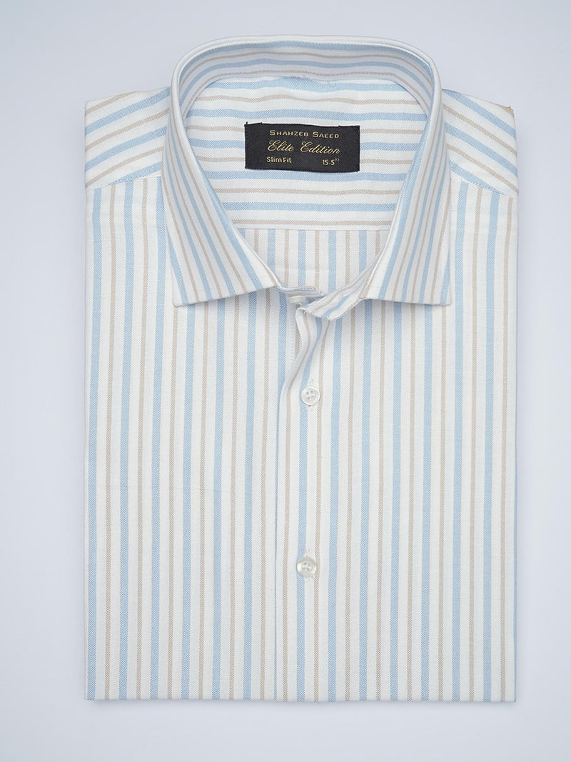 Light Blue Striped, Elite Edition, French Collar Men’s Formal Shirt (FS-1690)