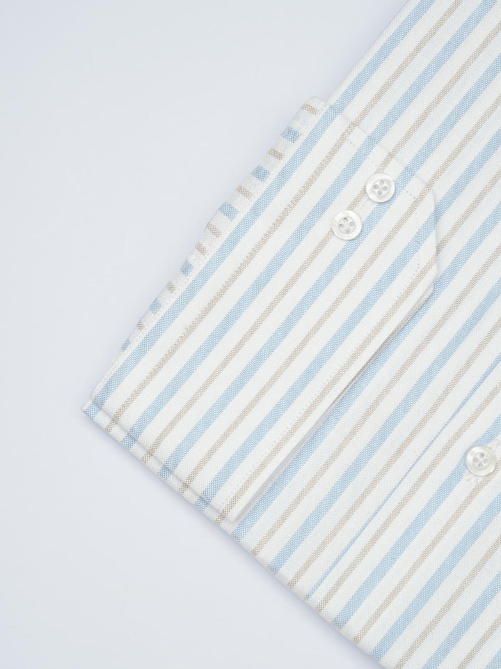 Light Blue Striped, Elite Edition, French Collar Men’s Formal Shirt (FS-1690)