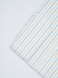 Light Blue Striped, Elite Edition, French Collar Men’s Formal Shirt (FS-1690)