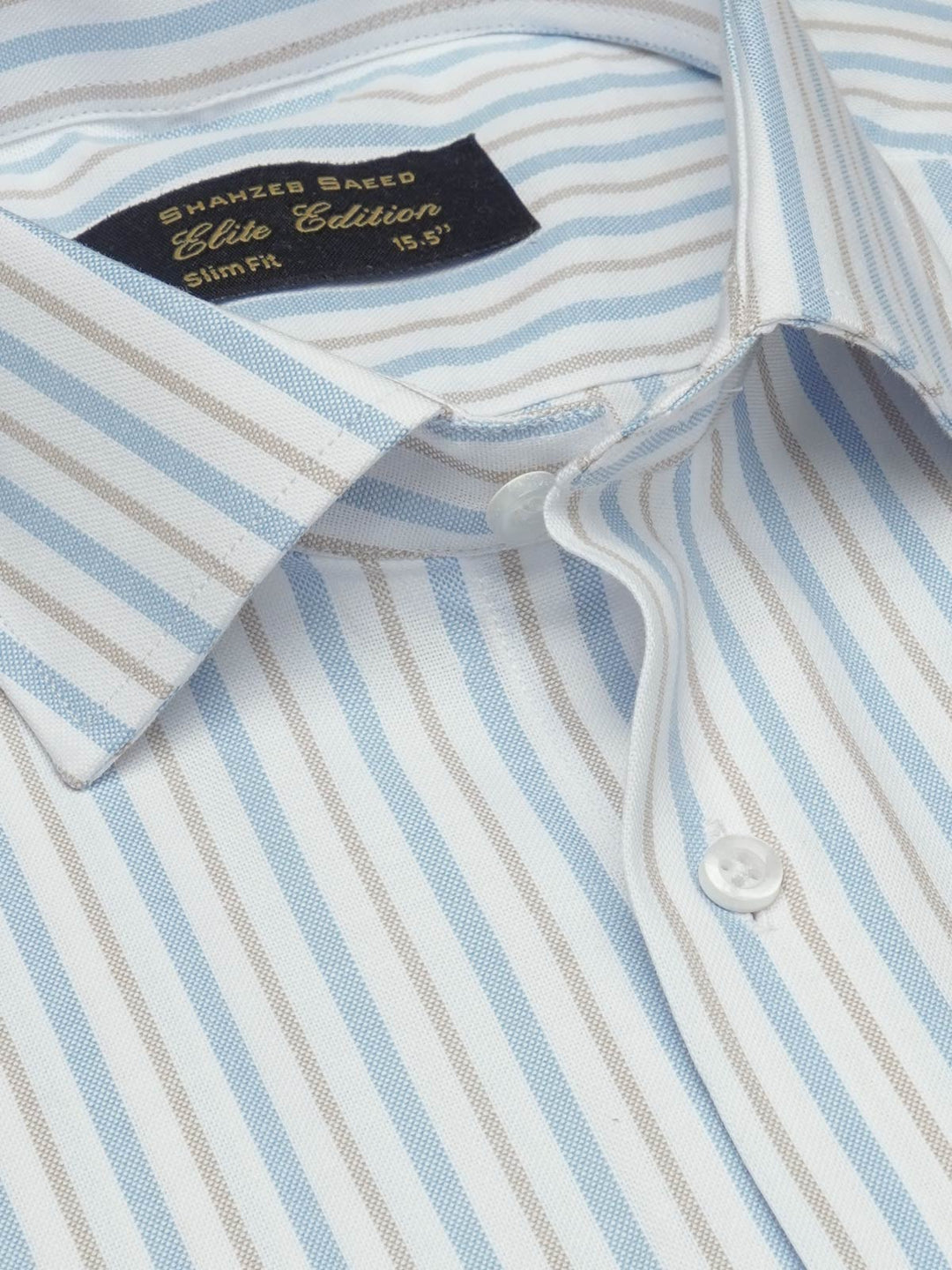 Light Blue Striped, Elite Edition, French Collar Men’s Formal Shirt (FS-1690)