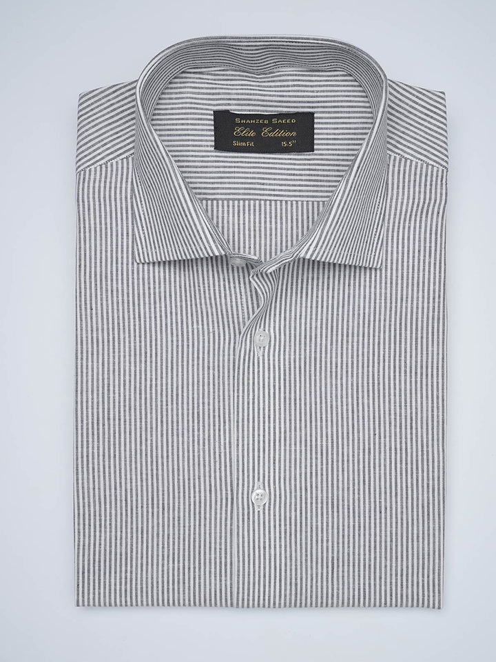 Grey Striped, Elite Edition, French Collar Men’s Formal Shirt (FS-1691)