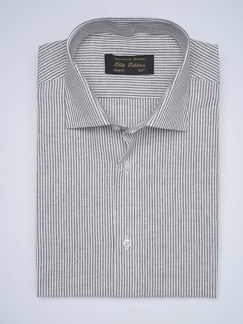Navy Blue Striped, Elite Edition, Cutaway Collar Men’s Formal Shirt (FS-1691)