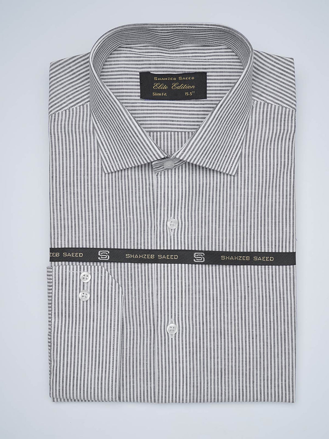 Grey Striped, Elite Edition, French Collar Men’s Formal Shirt (FS-1691)