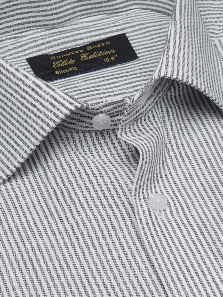 Grey Striped, Elite Edition, French Collar Men’s Formal Shirt (FS-1691)