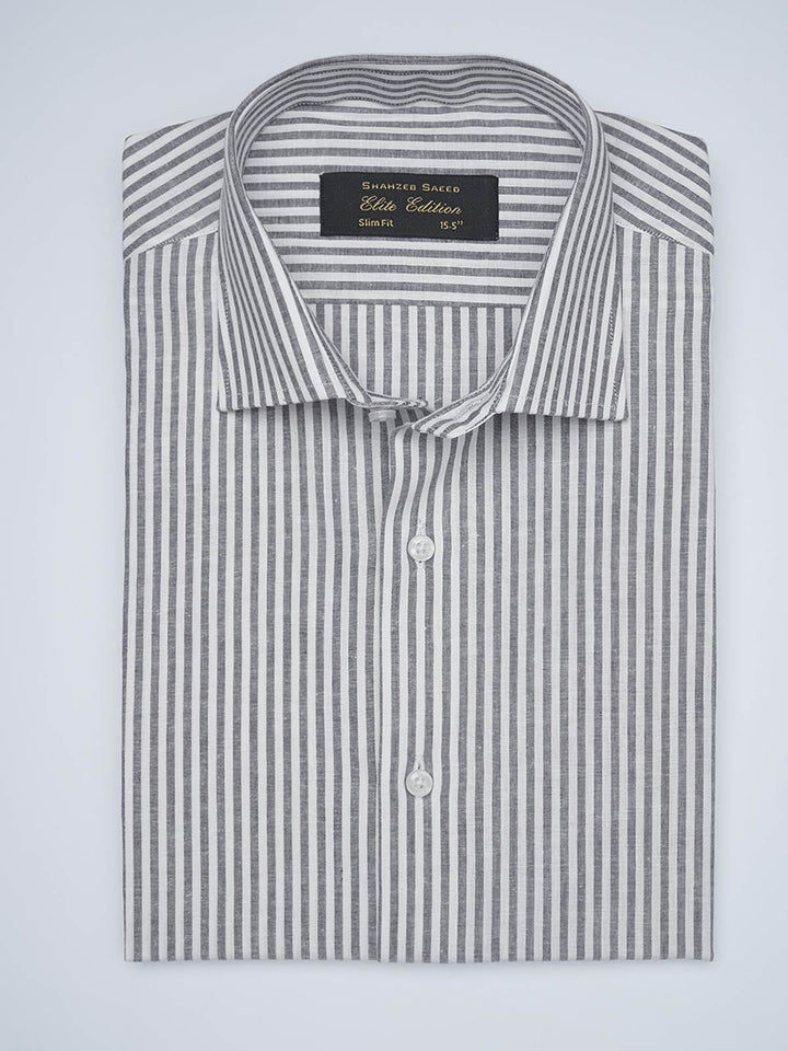 Grey Striped, Elite Edition, French Collar Men’s Formal Shirt (FS-1693)