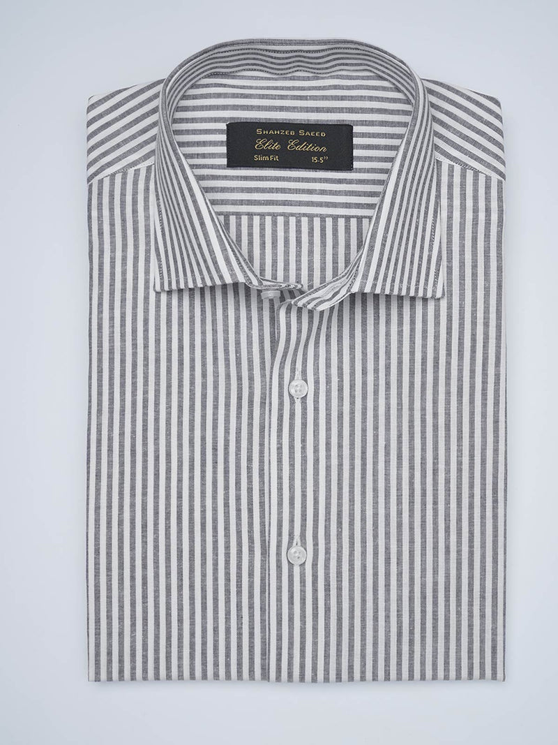 Navy Blue Striped, Elite Edition, Cutaway Collar Men’s Formal Shirt (FS-1693)