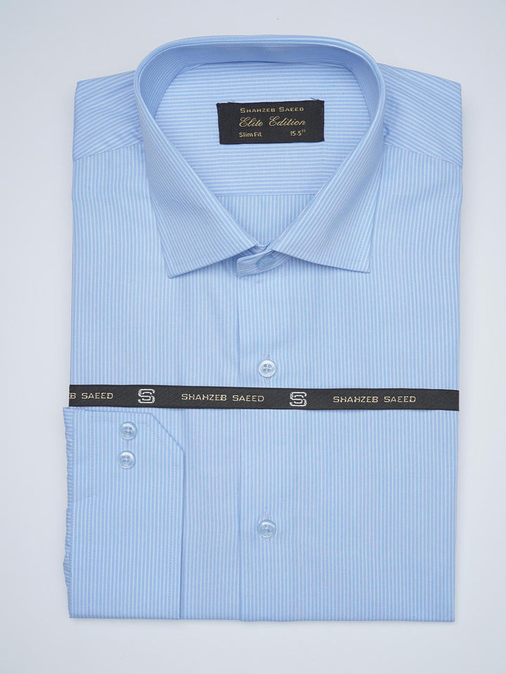 Sky Blue Striped, Elite Edition, French Collar Men’s Formal Shirt (FS-1702)