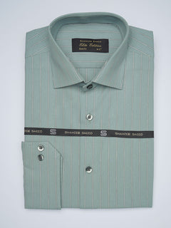 Green Striped, Elite Edition, French Collar Men’s Formal Shirt (FS-1703)