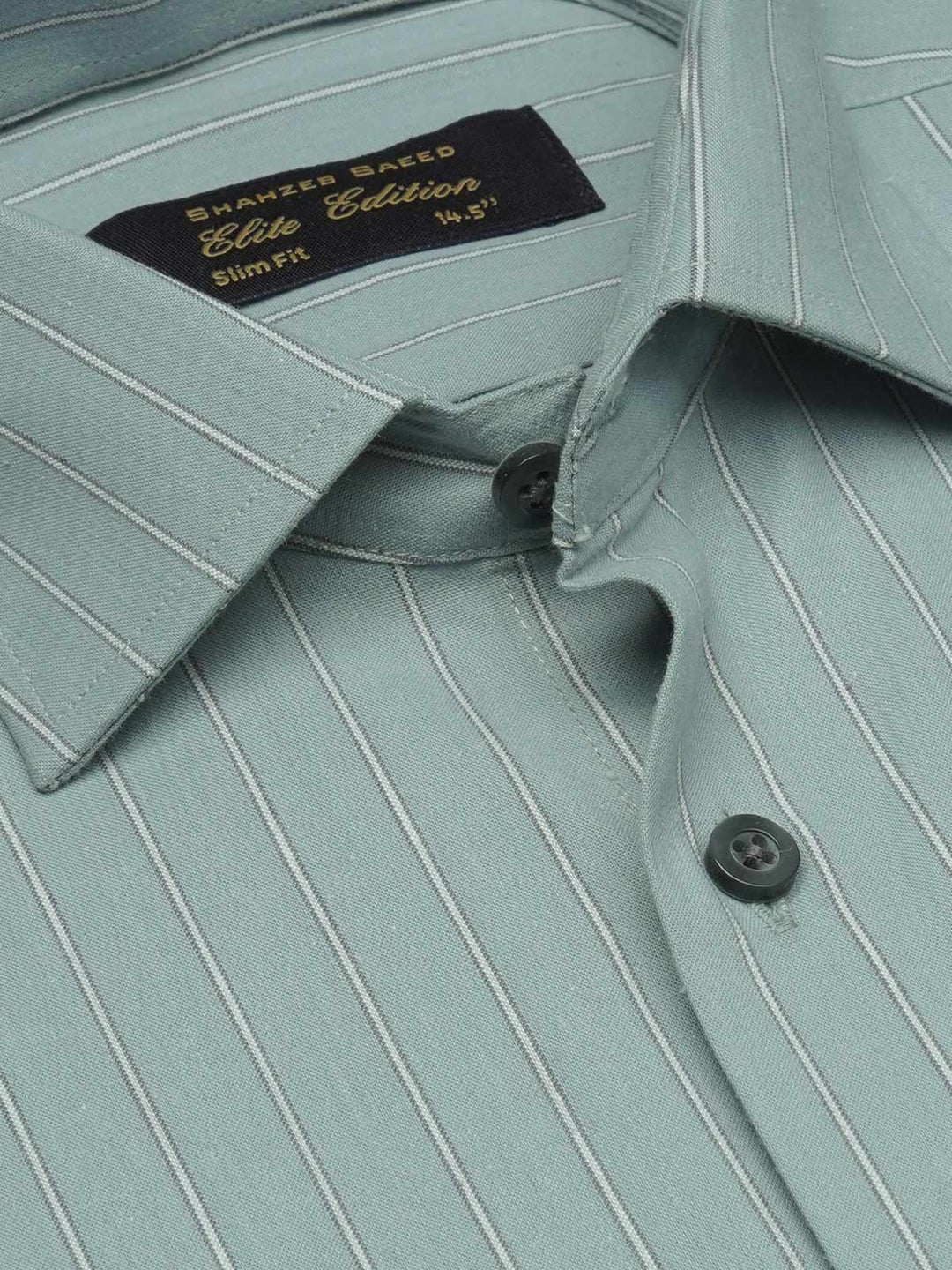 Green Striped, Elite Edition, French Collar Men’s Formal Shirt (FS-1703)