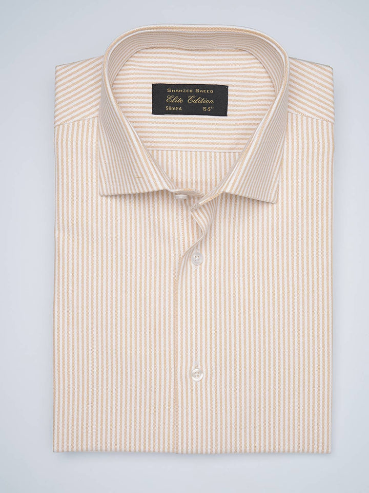 Light Peach Striped, Elite Edition, French Collar Men’s Formal Shirt (FS-1705)