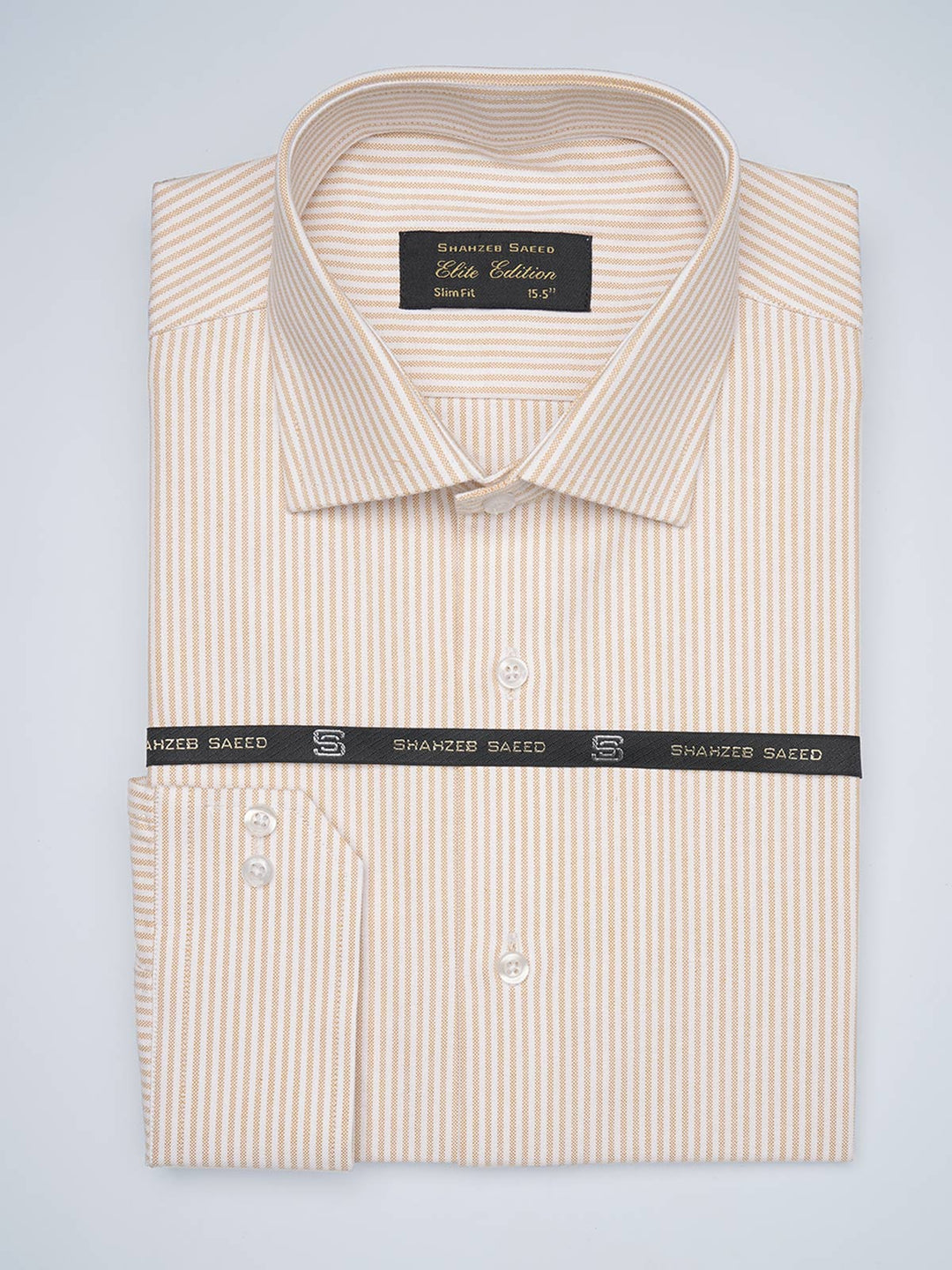 Light Peach Striped, Elite Edition, French Collar Men’s Formal Shirt (FS-1705)