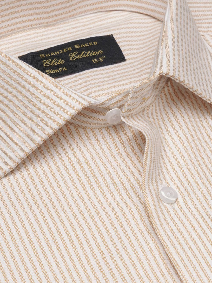 Light Peach Striped, Elite Edition, French Collar Men’s Formal Shirt (FS-1705)