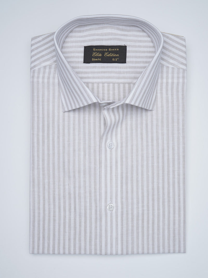 Grey Striped, Elite Edition, Cutaway Collar Men’s Formal Shirt (FS-1707)
