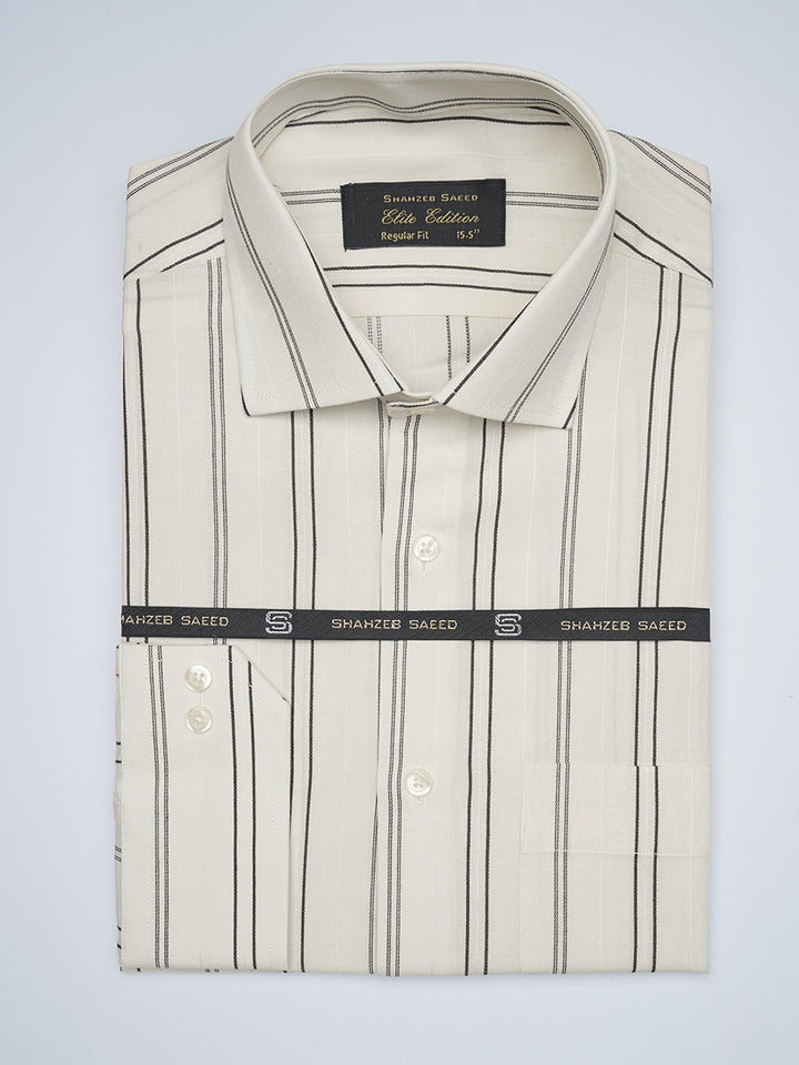 Black & Off White Striped, Elite Edition, French Collar Men’s Formal Shirt (FS-1708)