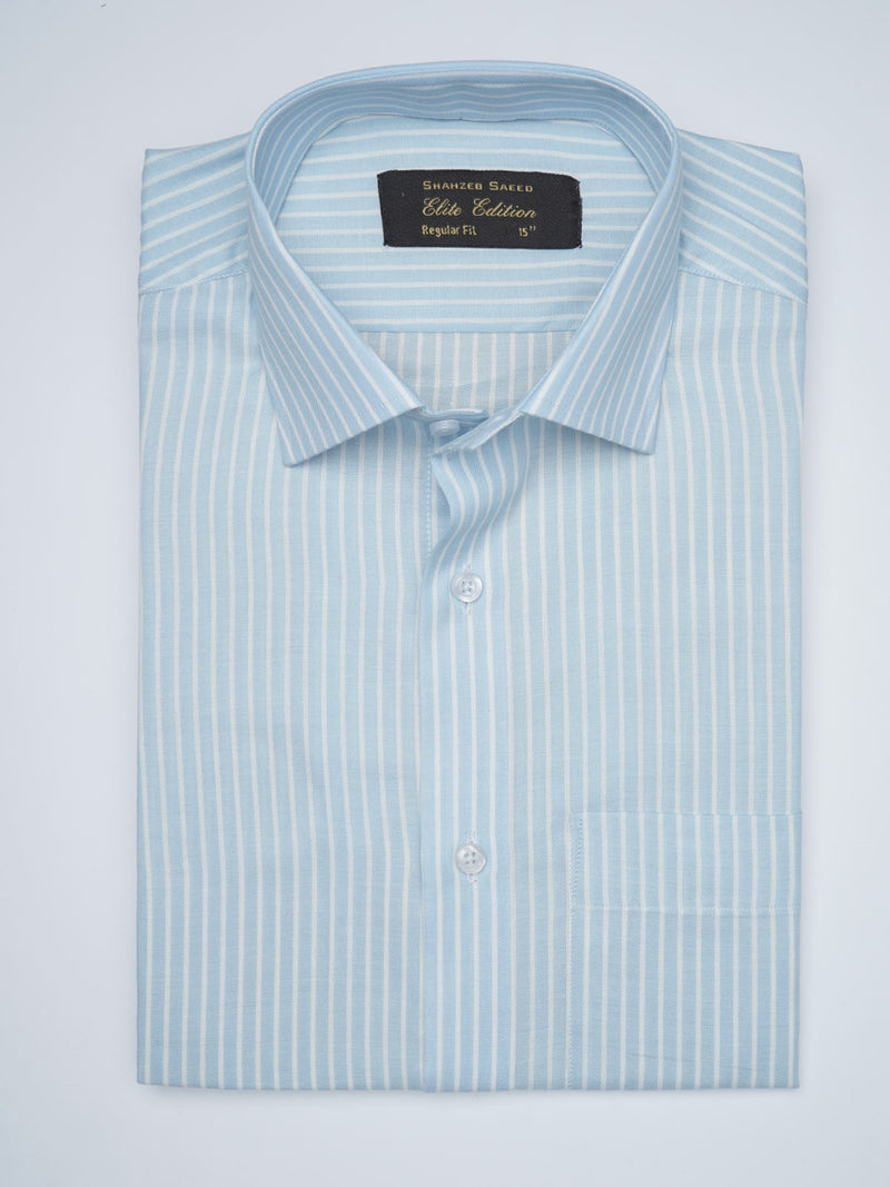 Aqua Striped, Elite Edition, Cutaway Collar Men’s Formal Shirt (FS-1709)