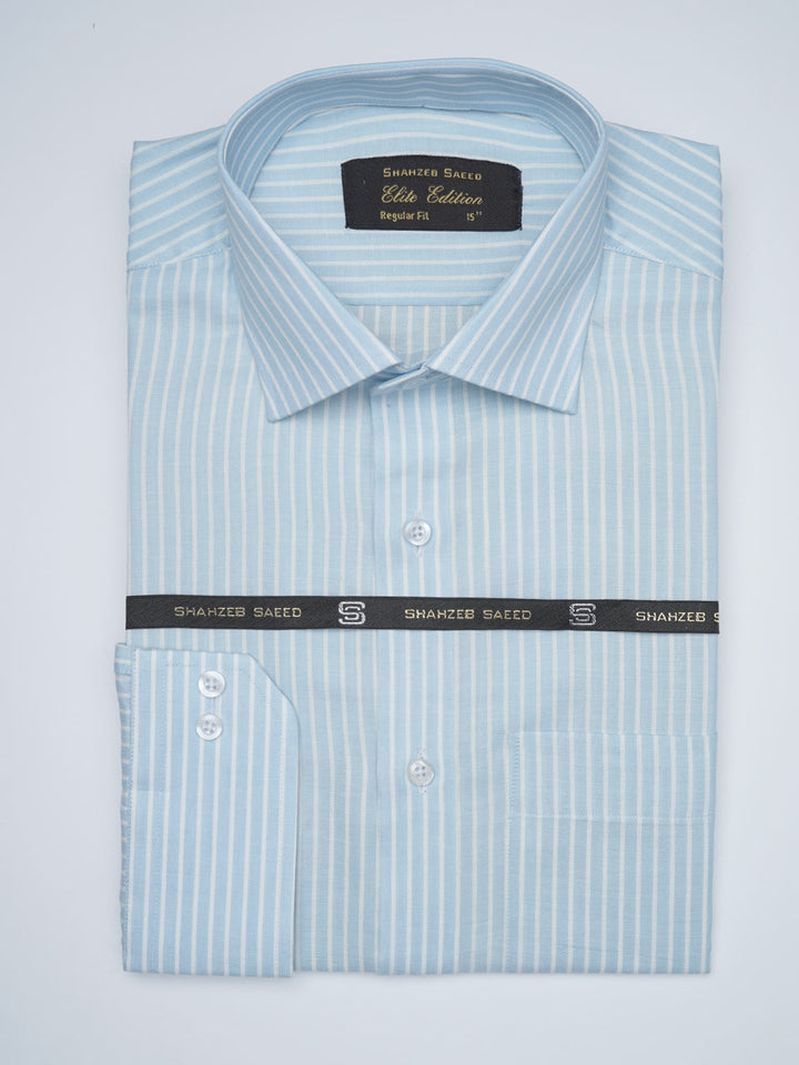 Aqua Striped, Elite Edition, French Collar Men’s Formal Shirt (FS-1709)