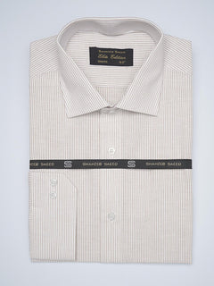 Light Brown Striped, Elite Edition, French Collar Men’s Formal Shirt (FS-1713)
