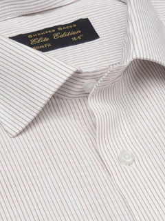 Light Brown Striped, Elite Edition, French Collar Men’s Formal Shirt (FS-1713)