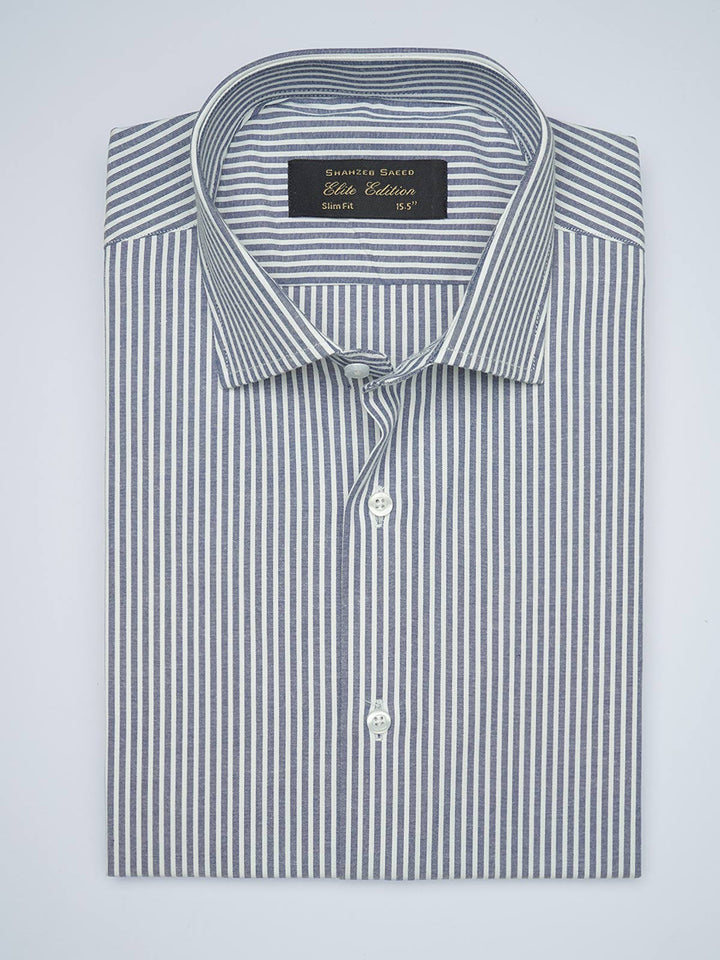 Dark Blue Striped, Elite Edition, French Collar Men’s Formal Shirt (FS-1723)