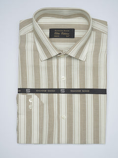 Light Brown Striped, Elite Edition, French Collar Men’s Formal Shirt (FS-1724)