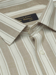 Light Brown Striped, Elite Edition, French Collar Men’s Formal Shirt (FS-1724)