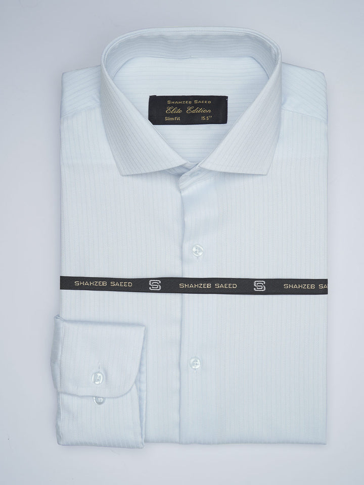 Light Blue Self Striped, Elite Edition, Cutaway Collar Men’s Formal Shirt (FS-1734)