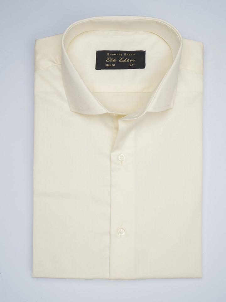 Cream Plain, Elite Edition, Cutaway Collar Men’s Formal Shirt (FS-1735)