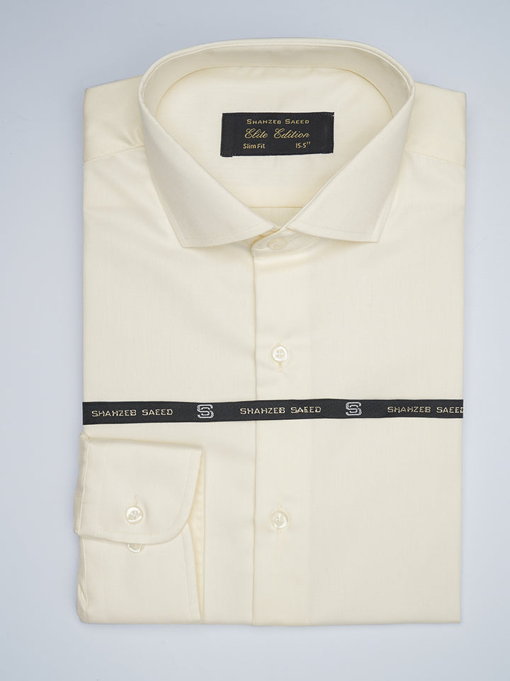 Cream Plain, Elite Edition, Cutaway Collar Men’s Formal Shirt (FS-1735)