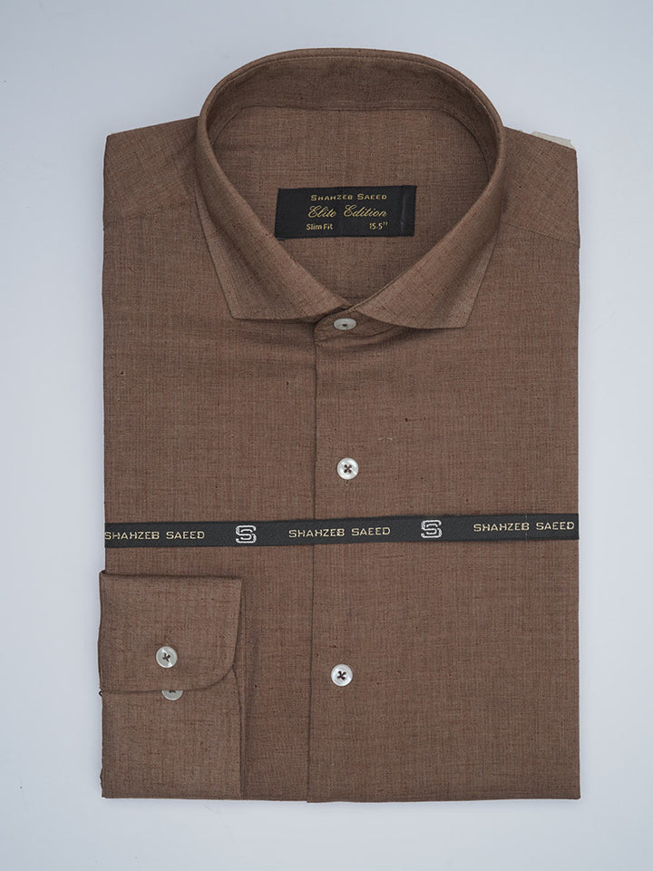 Dark Brown Self, Elite Edition, Cutaway Collar Men’s Formal Shirt (FS-1738)