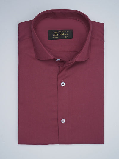 Maroon Plain, Elite Edition, Cutaway Collar Men’s Formal Shirt (FS-1744)