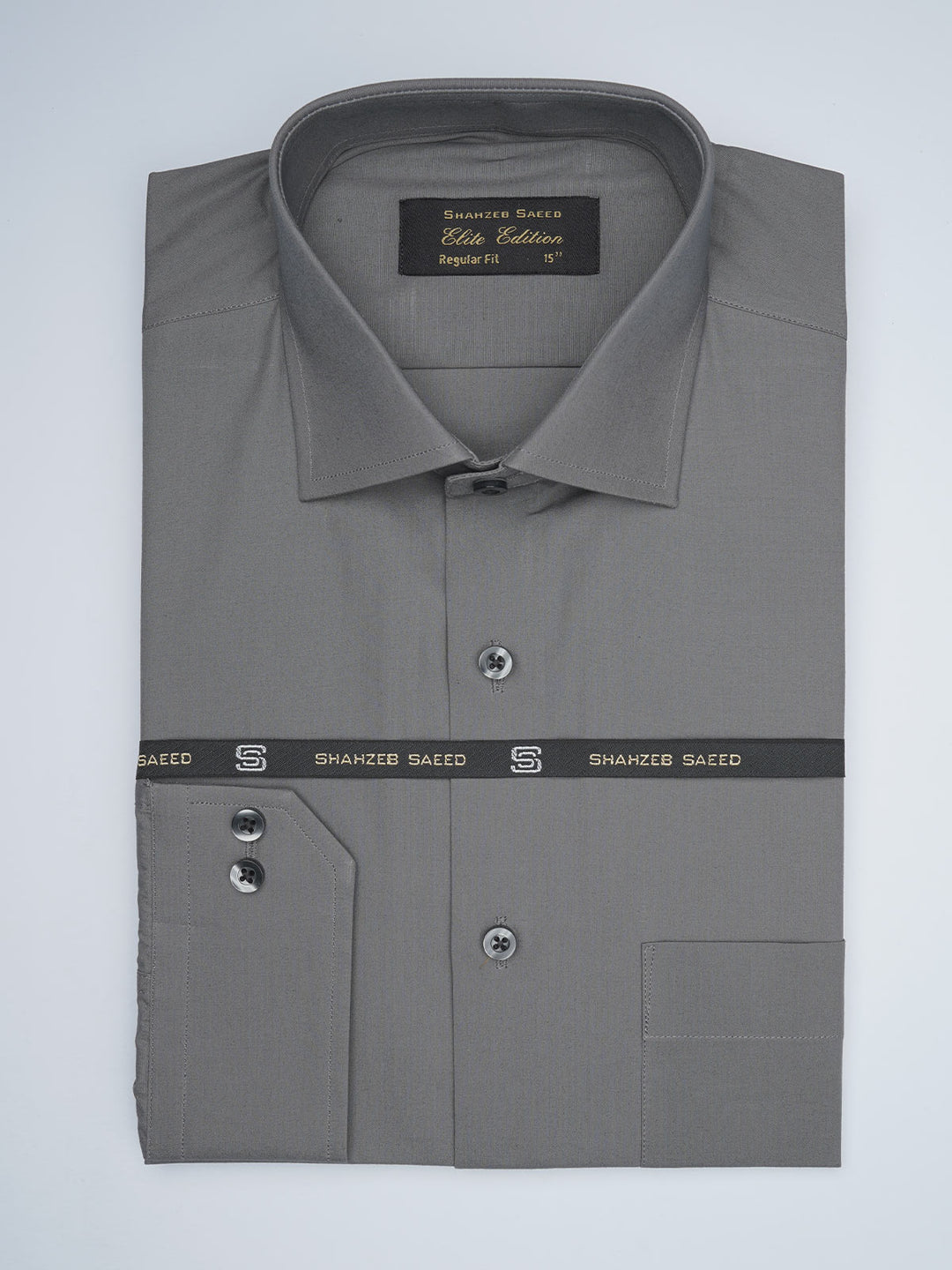 Grey Plain, Elite Edition, Cutaway Collar Men’s Formal Shirt (FS-1757)