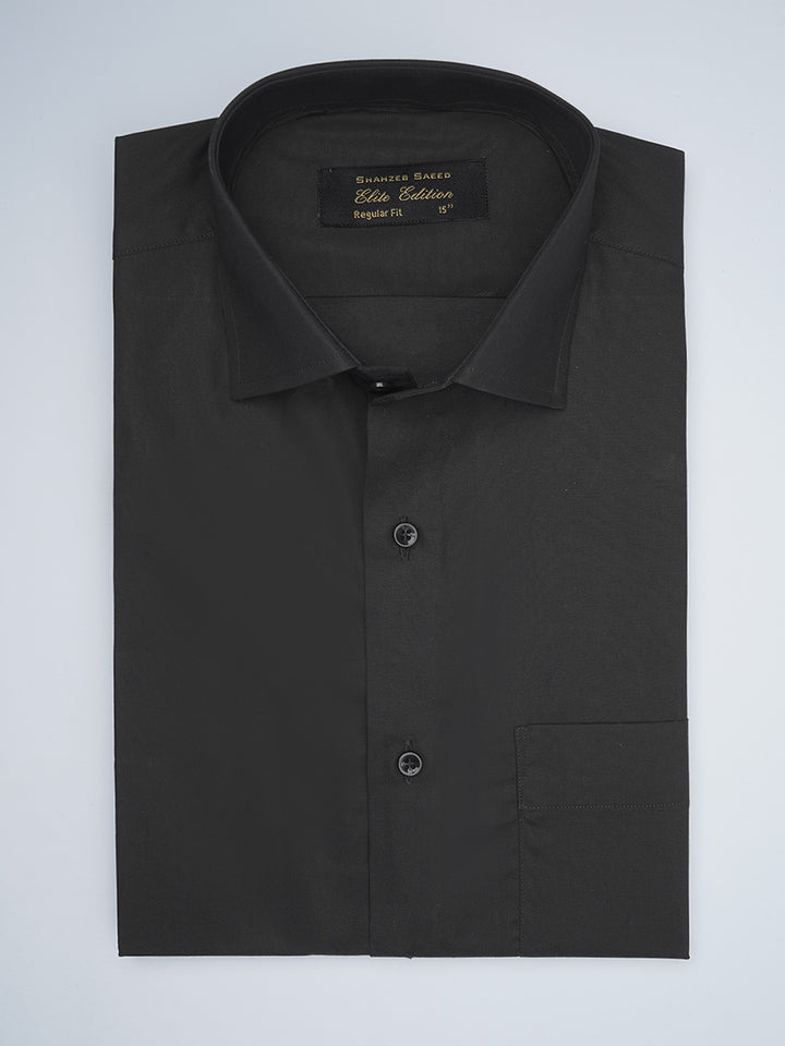 Black Plain, Elite Edition, Cutaway Collar Men’s Formal Shirt (FS-1761)