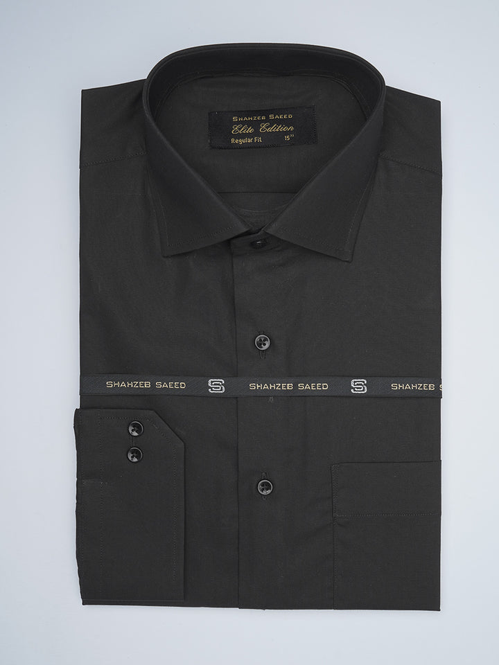 Black Plain, Elite Edition, Cutaway Collar Men’s Formal Shirt (FS-1761)