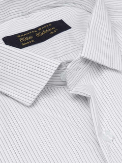 Black & White Self Striped, Elite Edition, Spread Collar Men’s Formal Shirt (FS-1762)