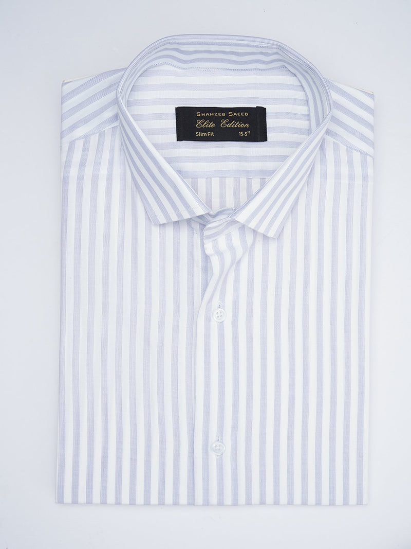 Blue & White Self Striped, Elite Edition, Spread Collar Men’s Formal Shirt (FS-1763)