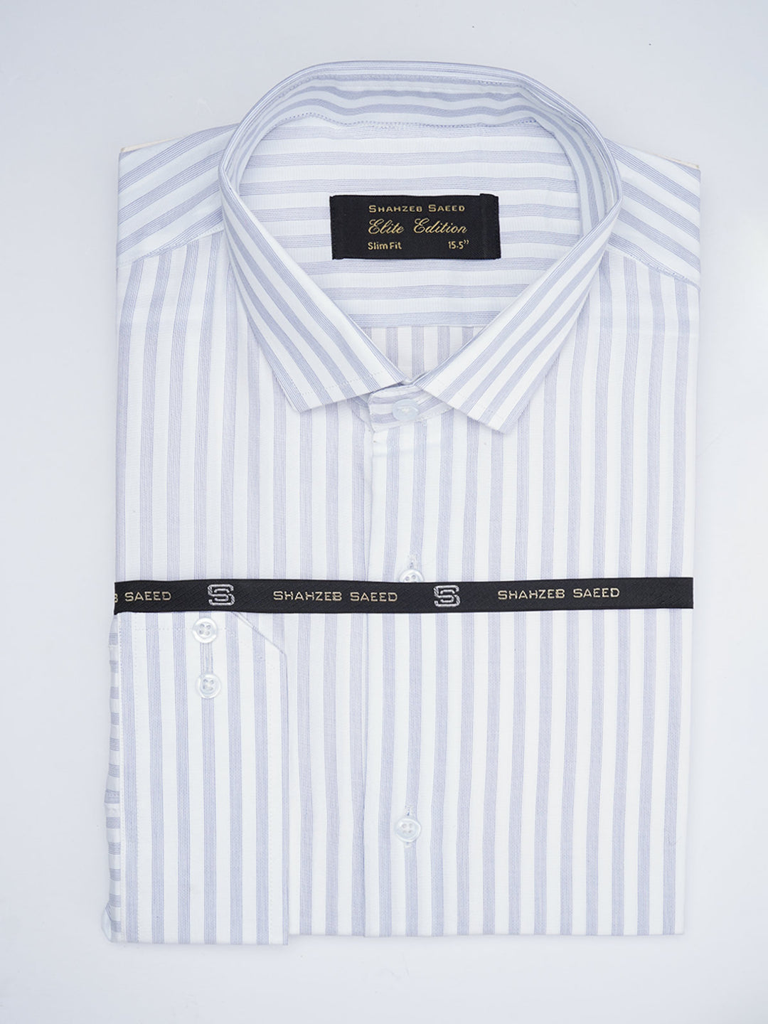 Blue & White Self Striped, Elite Edition, Spread Collar Men’s Formal Shirt (FS-1763)